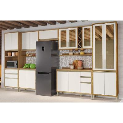 Cozinha Completa Tempranillo 9 Peças (3aéreos+2balcões+1cristaleira+1torrequente+2complementos) C9p78 Amendoa-off White - Ronipa