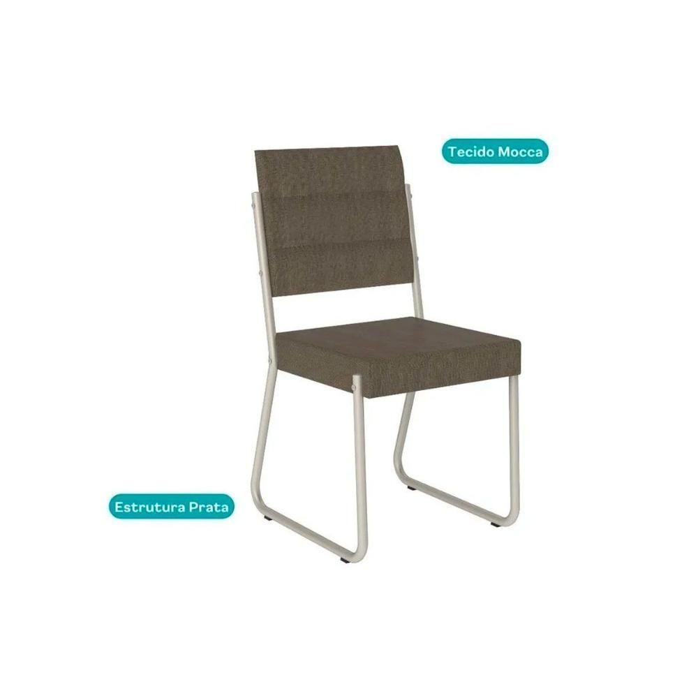 Kit 4 Cadeiras Sala Jantar 1736 4 Uni Prata-courino Branco Carraro - 10