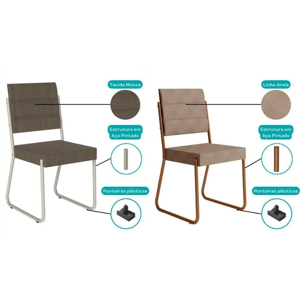 Cadeira Sala De Jantar 1736 Kit 6 Uni Prata-courino Branco - Carraro - 3