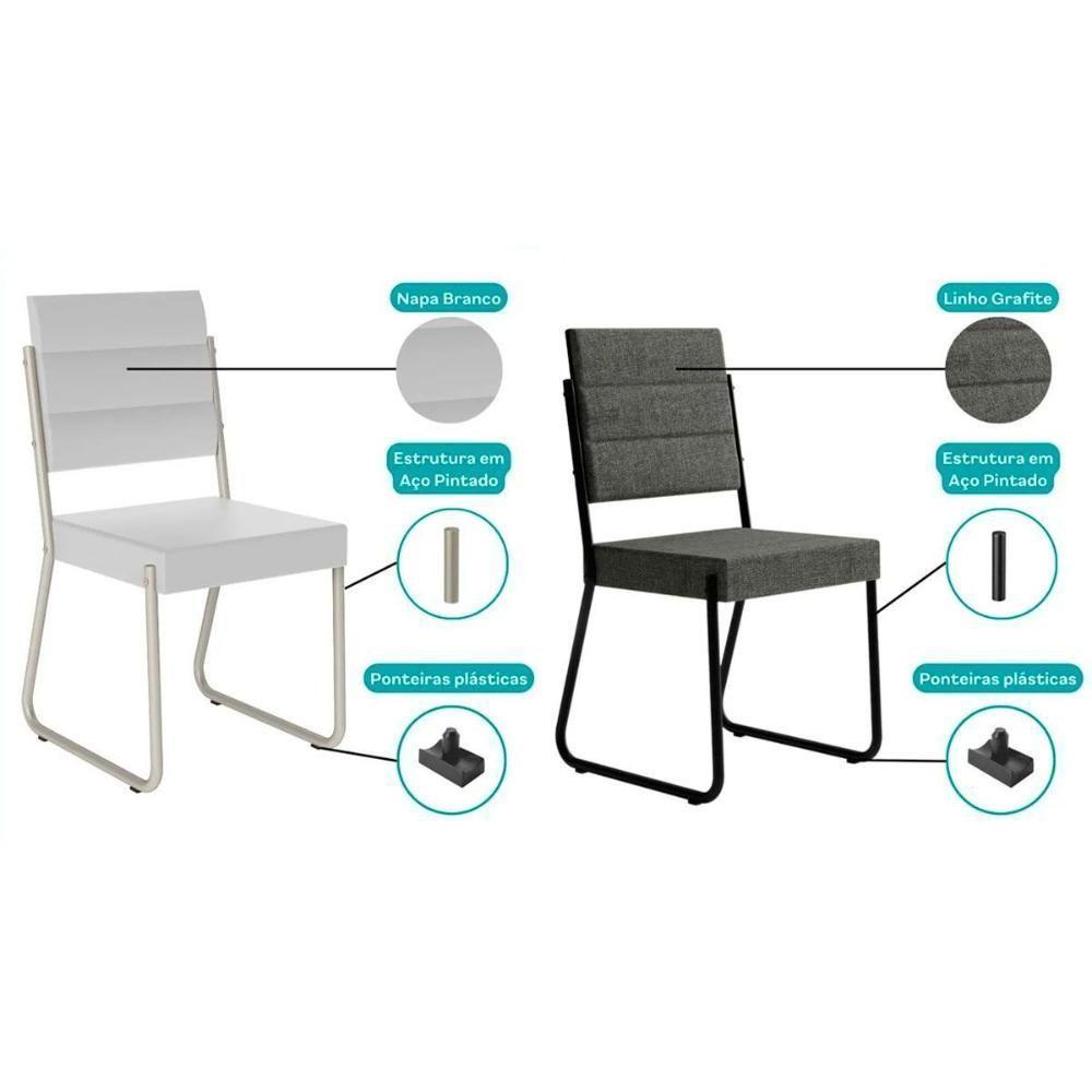 Cadeira Sala De Jantar 1736 Kit 6 Uni Prata-courino Branco - Carraro - 4
