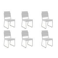 Cadeira Sala De Jantar 1736 Kit 6 Uni Prata-courino Branco - Carraro - 1