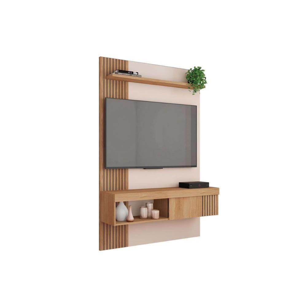 Painel Quarto P/ Tv Até 45 Pol Jade Ripada 120x183cm Buriti/fendi - Caemmun - 5