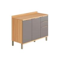 Balcão De Cozinha Modulado Sauvignon 2 Portas E 3 Gavetas P/ Pia C/ Tampo 120cm Amendoa/chumbo - Ronipa - 1