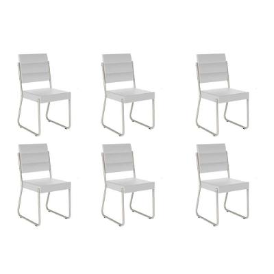 Kit 6 Cadeiras Sala Jantar 1736 6 Uni Prata-courino Branco Carraro