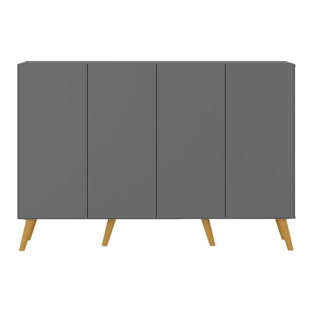 Aparador Buffet 4 Portas Com Pés Grafite Natural - 3