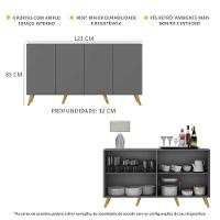 Aparador Buffet 4 Portas Com Pés Grafite Natural - 6