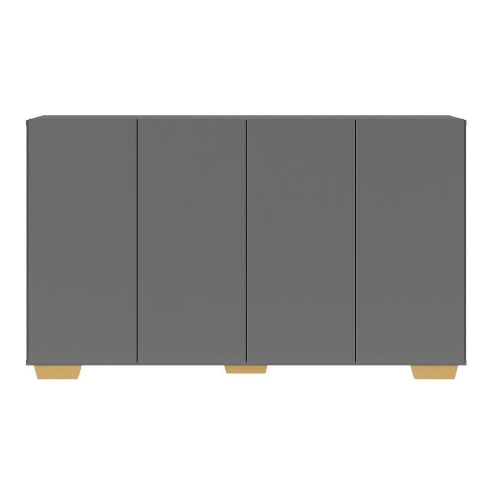 Aparador Buffet 4 Portas Com Pés Grafite Natural - 3