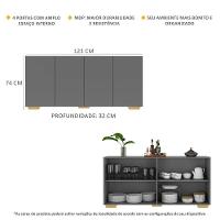 Aparador Buffet 4 Portas Com Pés Grafite Natural - 6