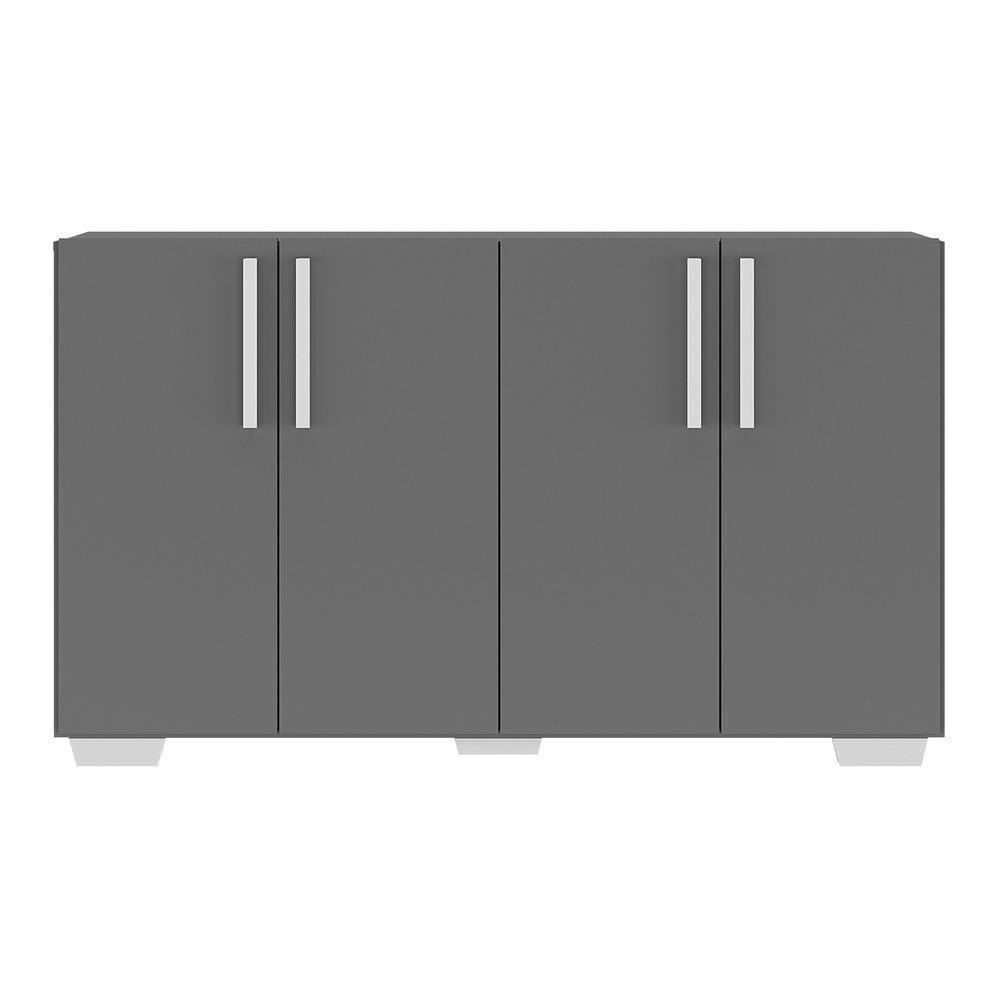Aparador Buffet 4 Portas Com Pés Viena Grafite Branco - 3
