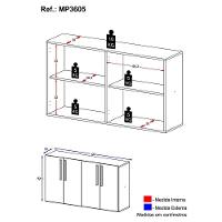 Aparador Buffet 4 Portas Suspenso Viena Grafite Natural - 5