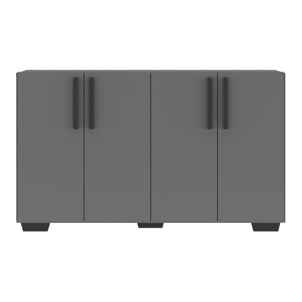 Aparador Buffet 4 Portas Com Pés Viena Grafite Preto - 3