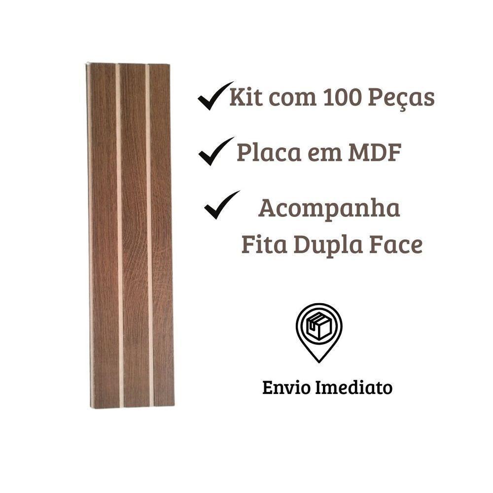 Kit Revestimento Ripado 100 Placas Adesiva 45 X 11 Cm Em Mdf Castanho - 5