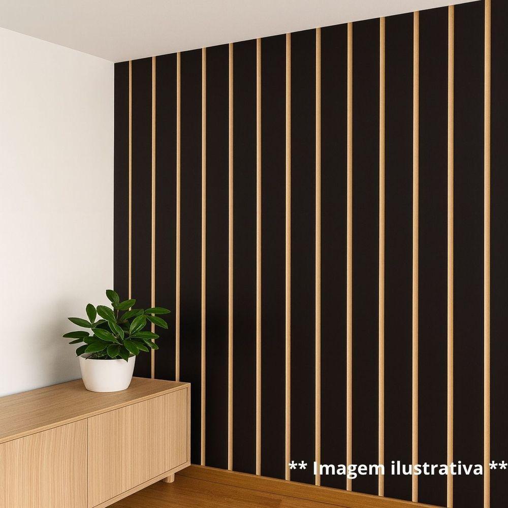 Painel Ripado Parede Versátil Kit 20 Placas Mdf 45 X 11 Cm Preto - 1
