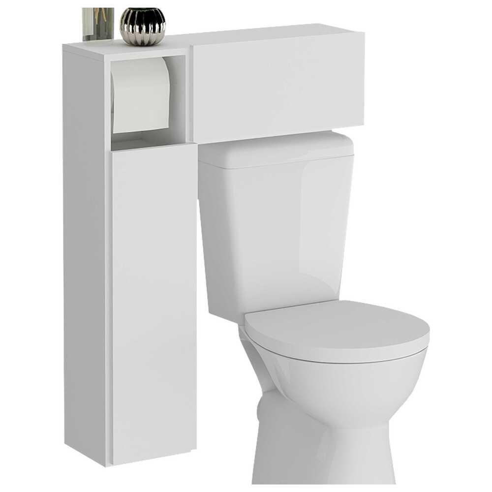 Armário De Banheiro Para Vaso Sanitário Com Suporte Para Papel E 2 Portas Multimóveis Fg3054 Branco - 2