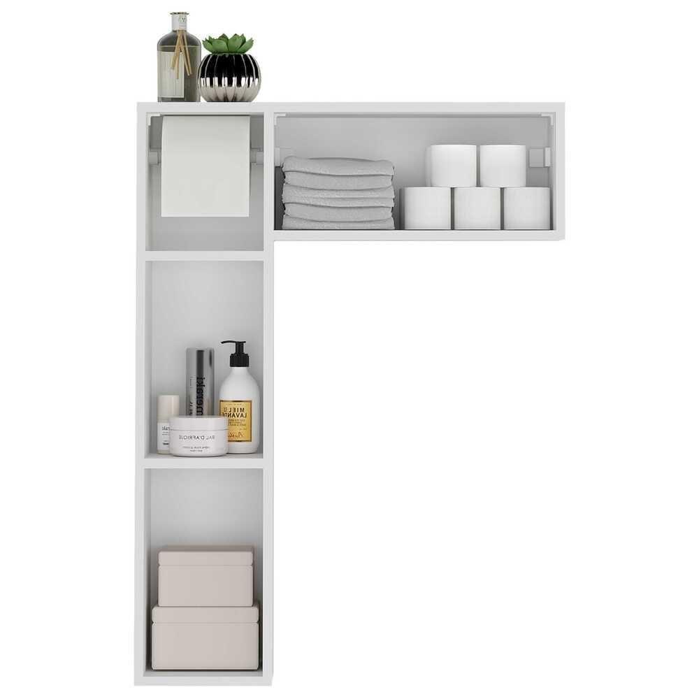 Armário De Banheiro Para Vaso Sanitário Com Suporte Para Papel E 2 Portas Multimóveis Fg3054 Branco - 5