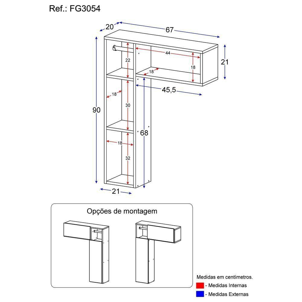 Armário De Banheiro Para Vaso Sanitário Com Suporte Para Papel E 2 Portas Multimóveis Fg3054 Branco - 6