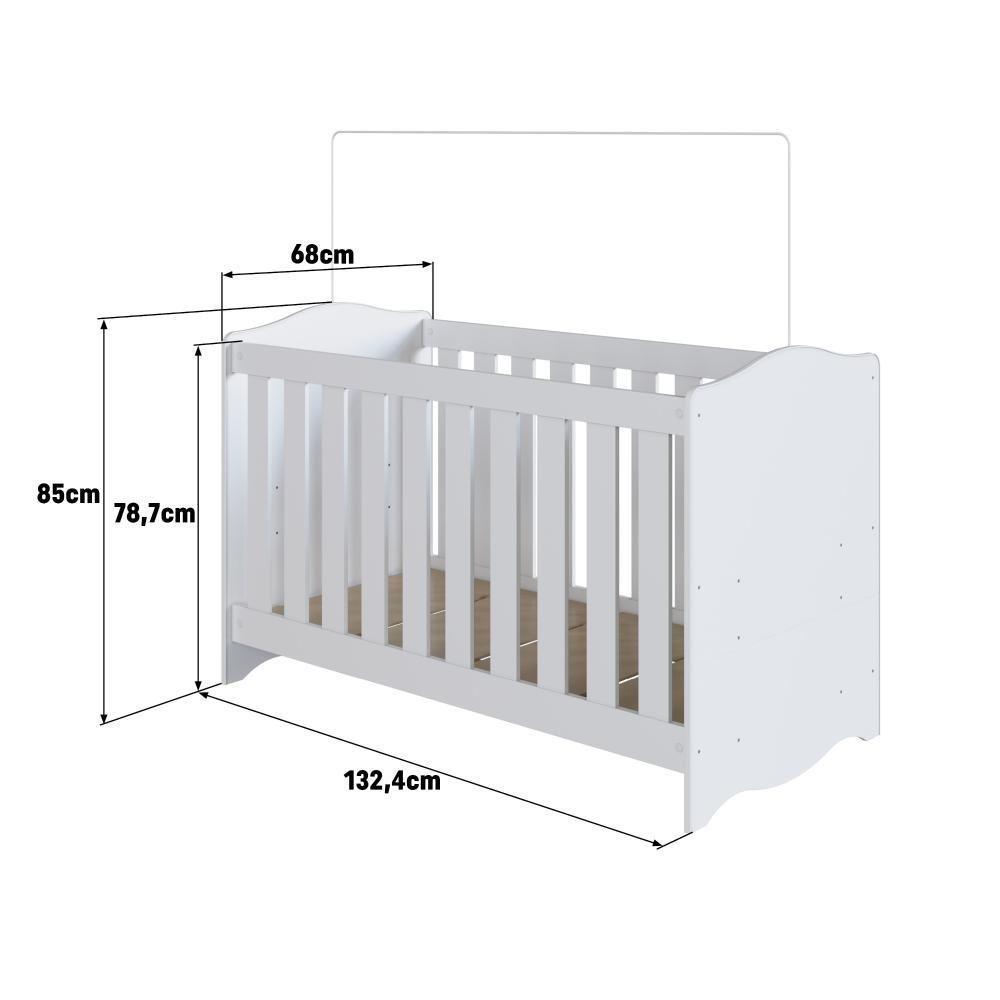 Berço Infantil Cama 3 Em 1 Multifuncional Com Regulagem De Altura E Grade Em Mdf Quarto De Bebê Branco - 3