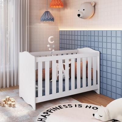 Berço Infantil Cama 3 Em 1 Multifuncional Com Regulagem De Altura E Grade Em Mdf Quarto De Bebê Branco