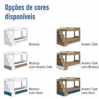 Cama Beliche Infantil Bicama Menino Menina 2,32m Com Escada, Nichos E Gavetas Com Rodas Branco Com Azul - 9