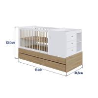 Berço Infantil Multifuncional Menino Menina 194cm Com Cômoda, Trocador E Cama Auxiliar Aveiro Com Branco - 8