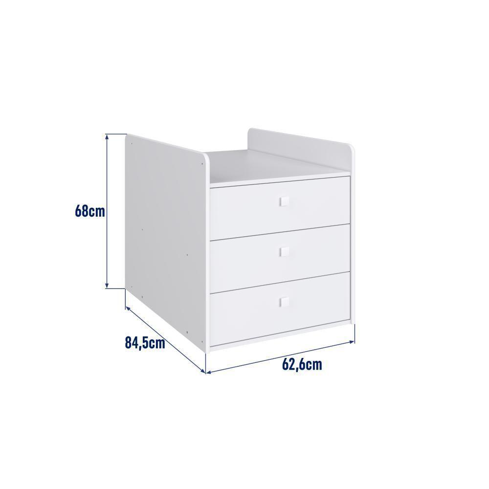 Berço Infantil Multifuncional Menino Menina 196cm Com Cômoda, Trocador E Cama Auxiliar Com Rodas Branco - 10