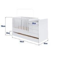 Berço Infantil Multifuncional Menino Menina 196cm Com Cômoda, Trocador E Cama Auxiliar Com Rodas Branco - 7