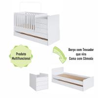 Berço Infantil Multifuncional Menino Menina 196cm Com Cômoda, Trocador E Cama Auxiliar Com Rodas Branco - 9