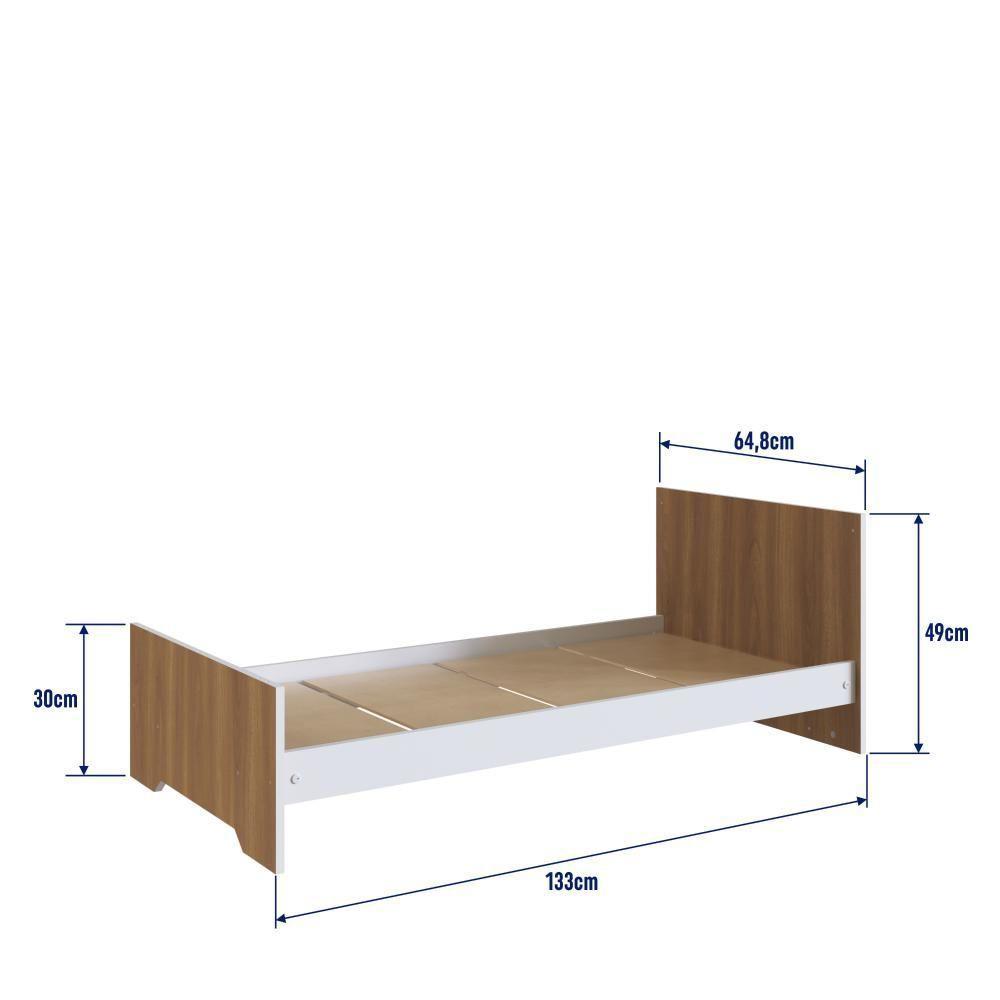 Berço Infantil Cama 3 Em 1 Multifuncional 133cm Com Colchão, Regulagem De Altura E Grade Em Mdf Quarto De Bebê Nogal - 6