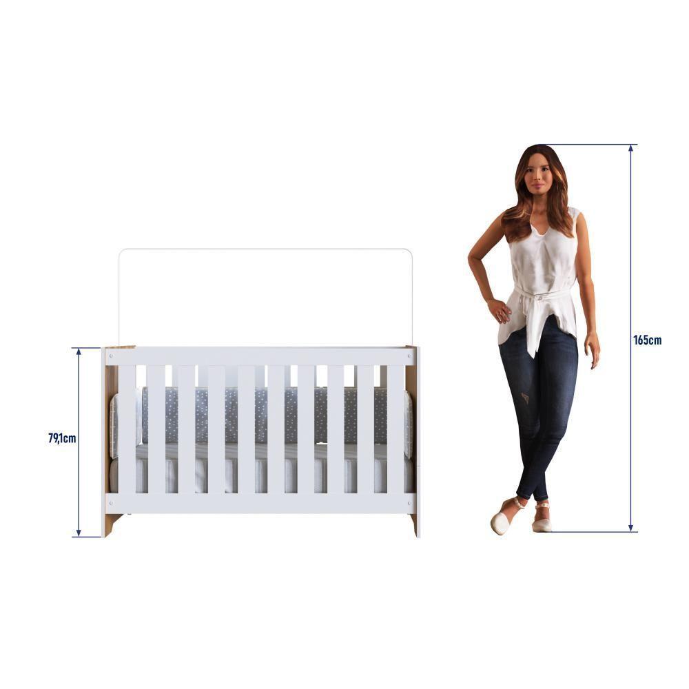 Berço Infantil Cama 3 Em 1 Multifuncional 133cm Com Colchão, Regulagem De Altura E Grade Em Mdf Quarto De Bebê Nogal - 7