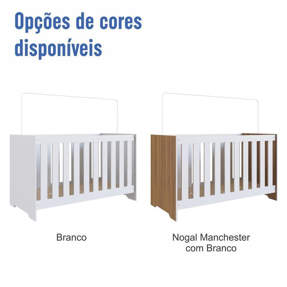 Berço Infantil Cama 3 Em 1 Multifuncional 133cm Com Colchão, Regulagem De Altura E Grade Em Mdf Quarto De Bebê Nogal - 10