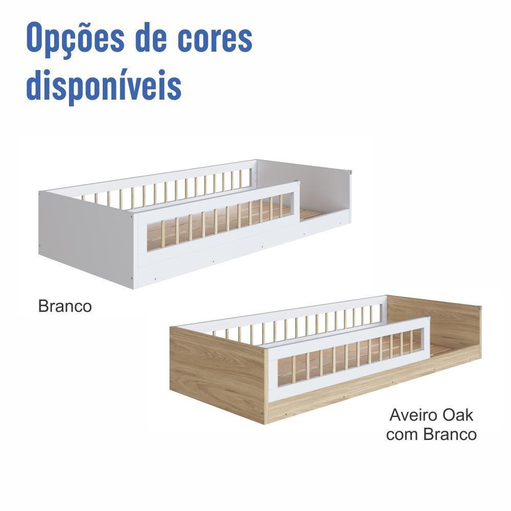 Cama Infantil De Chão Com Colchão Montessoriana De Solteiro Para Menino Menina Com Grade De Proteção Lateral Aveiro Oak - 10