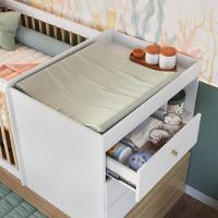Berço Infantil Multifuncional Menino Menina 194cm Com Cômoda, Trocador E Gavetões Com Rodas Aveiro Com Branco - 3