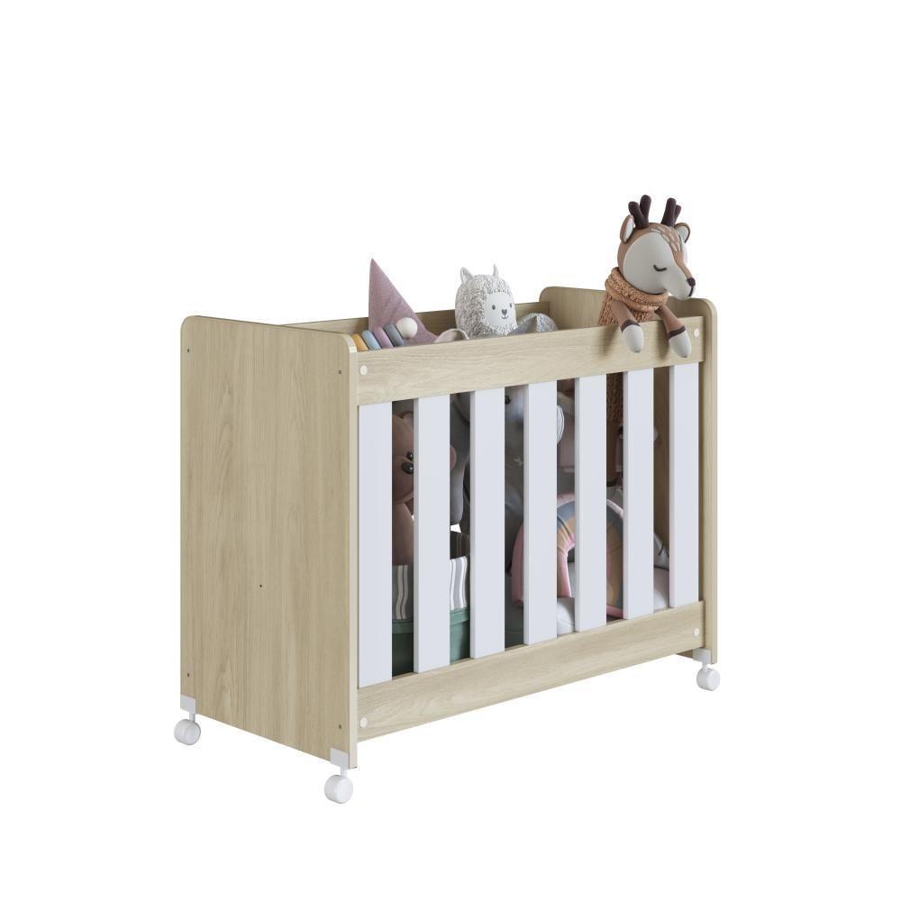 Mini Berço Infantil Moisés Multifuncional 4 Em 1 Com Colchão E Rodas Para Quarto De Bebê Carvalho Araguaia - 5