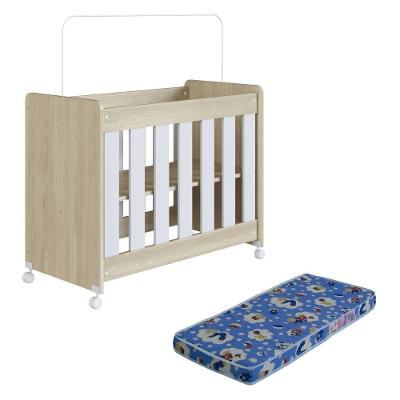 Mini Berço Infantil Moisés 4 em 1 com Colchão e Rodízios Branco Completa Móveis