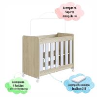 Mini Berço Infantil Moisés Multifuncional 4 Em 1 Com Colchão E Rodas Para Quarto De Bebê Carvalho Araguaia - 7