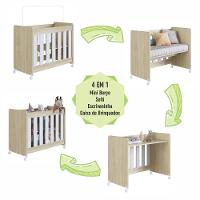 Mini Berço Infantil Moisés Multifuncional 4 Em 1 Com Colchão E Rodas Para Quarto De Bebê Carvalho Araguaia - 9