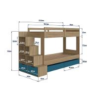 Cama Beliche Infantil Bicama Menino Menina 2,32m Com Escada, Nichos E Gavetas Com Rodas Aveiro Com Azul - 6