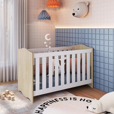 Berço Infantil Cama 3 Em 1 Multifuncional Com Regulagem De Altura E Grade Em Mdf Quarto De Bebê Carvalho Araguaia