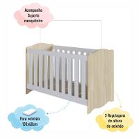Berço Infantil Cama 3 Em 1 Multifuncional Com Regulagem De Altura E Grade Em Mdf Quarto De Bebê Carvalho Araguaia - 5