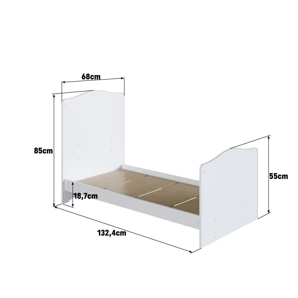 Berço Infantil Cama 3 Em 1 Multifuncional Com Colchão, Regulagem De Altura E Grade Em Mdf Quarto De Bebê Branco - 4