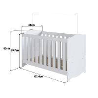 Berço Infantil Cama 3 Em 1 Multifuncional Com Colchão, Regulagem De Altura E Grade Em Mdf Quarto De Bebê Branco - 3