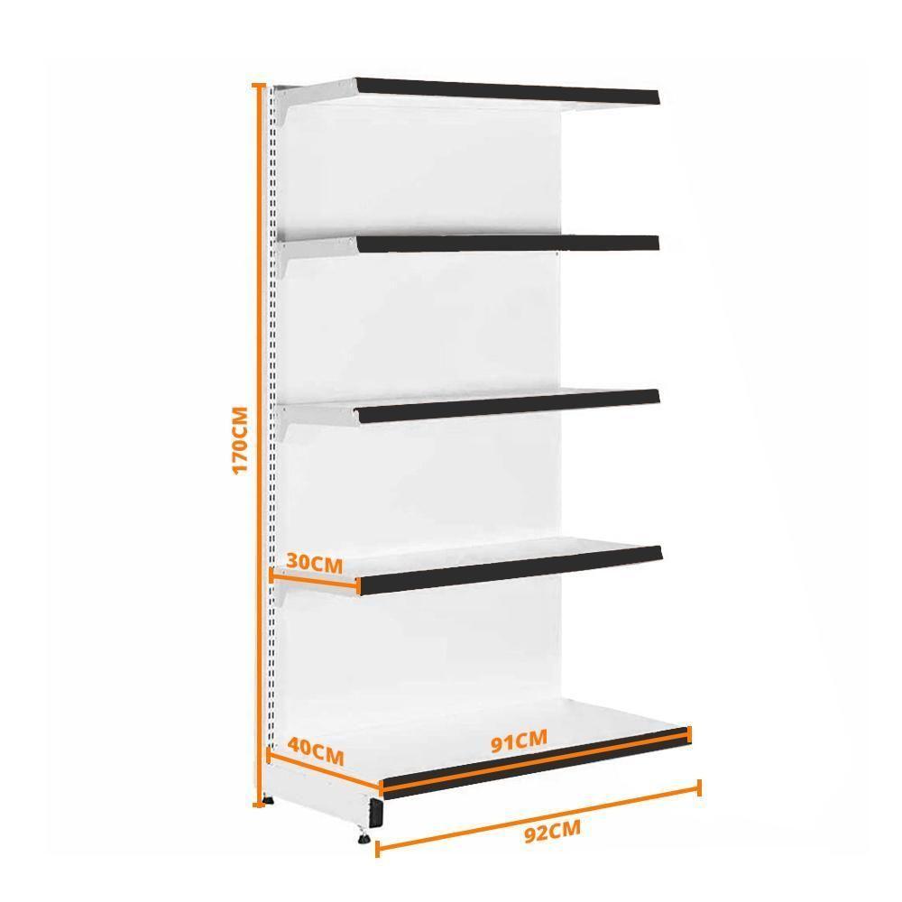 Gôndola Prateleira 5 Níveis 40x30 New Plus 1,70 Parede Continuação Pe Preto - Sa Gôndolas - 2