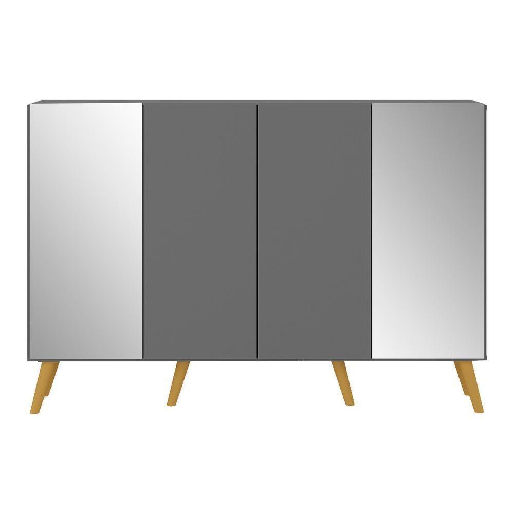 Aparador Buffet Com Espelho e Pés Grafite Natural - 3