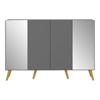 Aparador Buffet Com Espelho e Pés Grafite Natural - 3