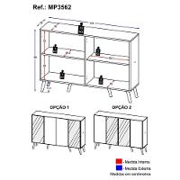 Aparador Buffet Com Espelho e Pés Grafite Natural - 5
