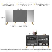 Aparador Buffet Com Espelho e Pés Grafite Natural - 6