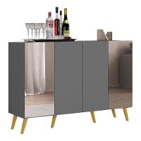 Aparador Buffet Com Espelho e Pés Grafite Natural - 7