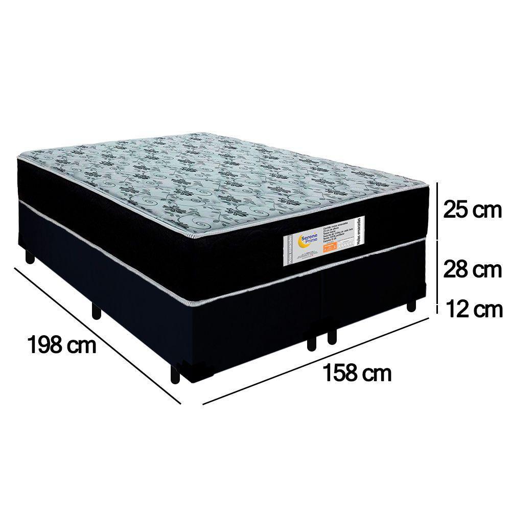 Cama Box Queen Bipartido Suede + Colchão Molas Ensacadas Sereneprime Sonnolux 158x198x65 Cor:preto - 3