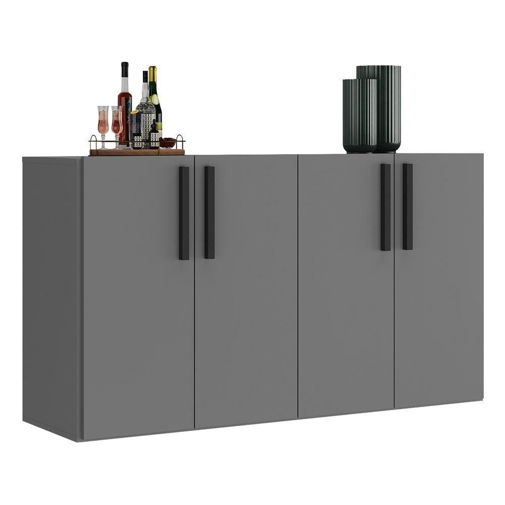 Aparador Buffet 4 Portas Viena Grafite Preto - 7