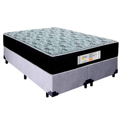 Cama Box Queen Bipartido Suede + Colchão Molas Ensacadas Sereneprime Sonnolux 158x198x65 Cor:cinza